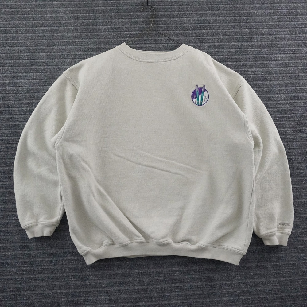Vintage JanSport Sweatshirt XL Cream Embroidered Ski Graphic Crewneck